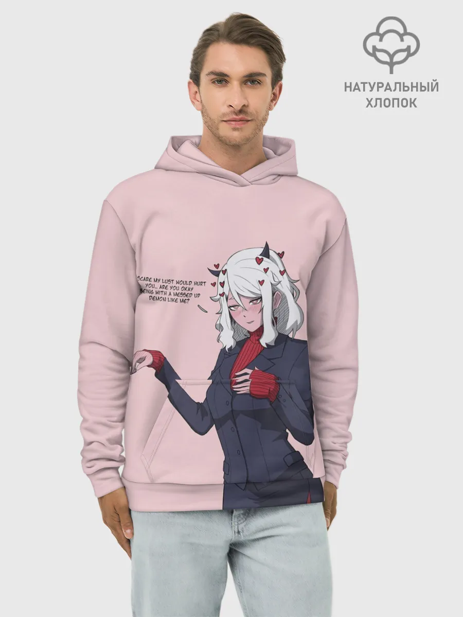 Худи мужской база хлопок / Malina текст Helltaker