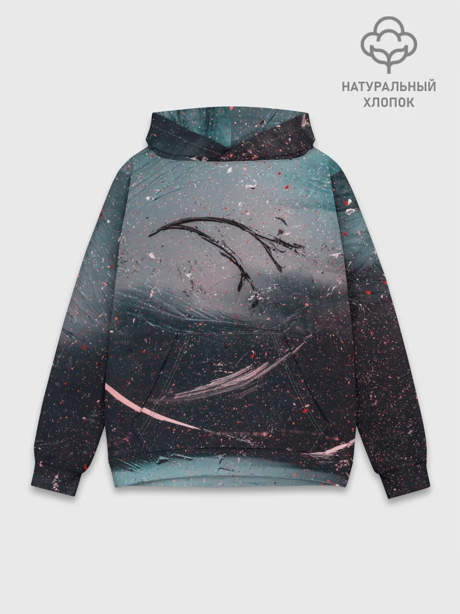 Худи мужской база хлопок / Абстракция краска разводы кап