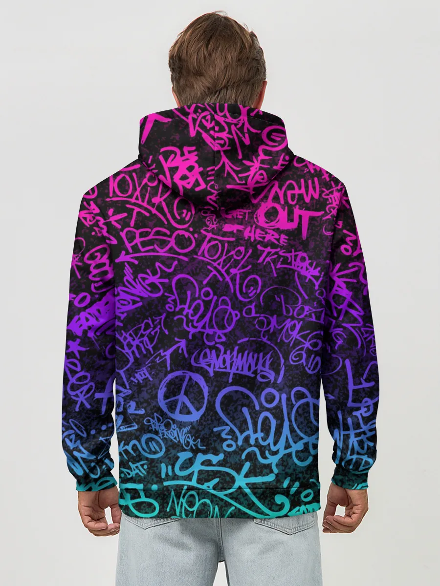 Худи мужской база хлопок / Граффити Neon