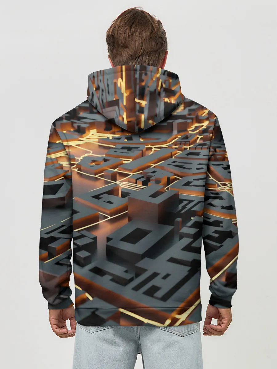 Худи мужской база хлопок / 3D абстрактная схема