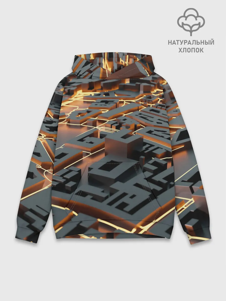Худи мужской база хлопок / 3D абстрактная схема