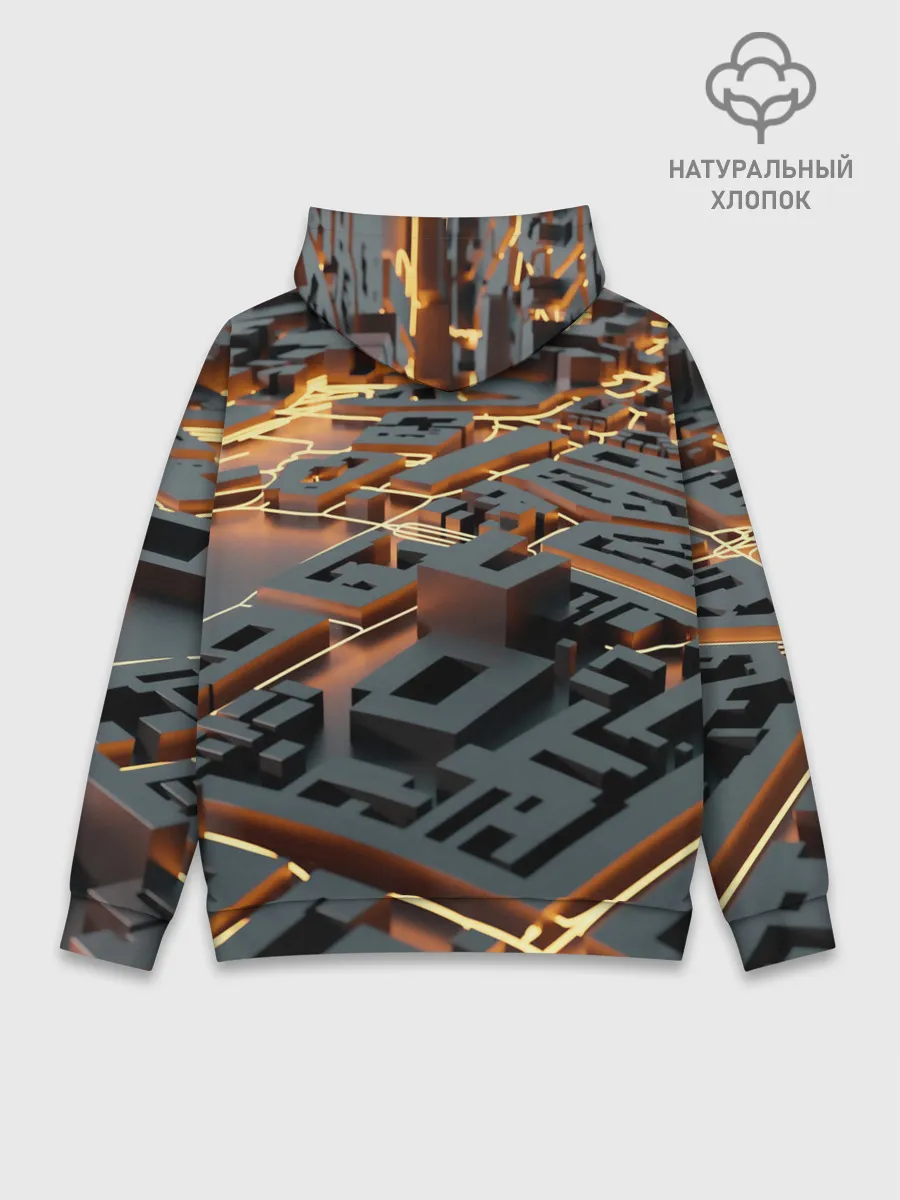 Худи мужской база хлопок / 3D абстрактная схема