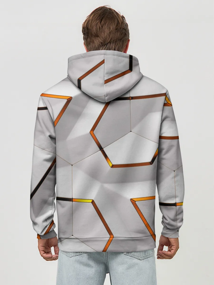 Худи мужской база хлопок / 3D абстракция Iron