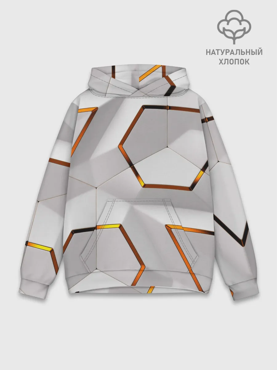 Худи мужской база хлопок / 3D абстракция Iron