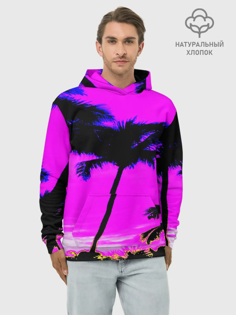 Худи мужской база хлопок / НЕОНОВЫЙ ЗАКАТ