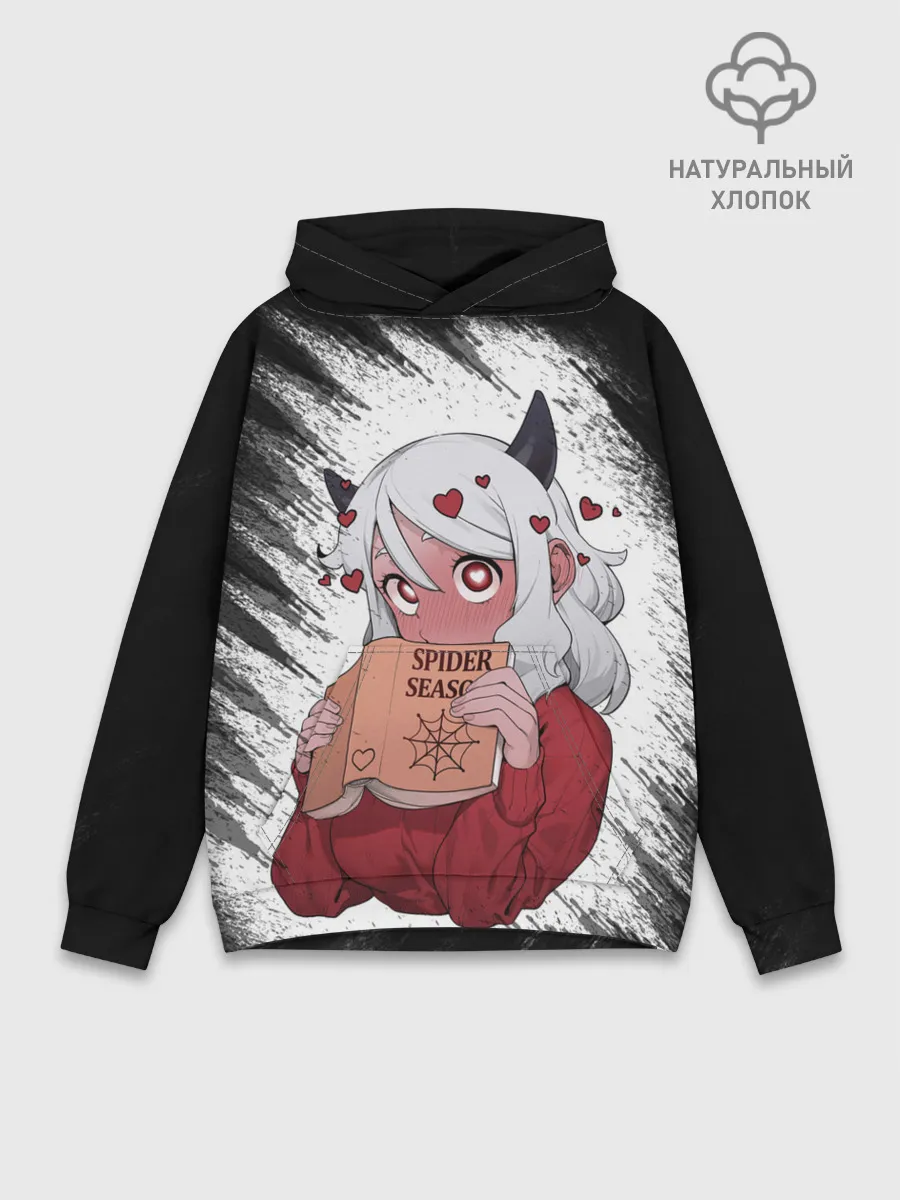 Худи мужской база хлопок / Малина очерк Helltaker