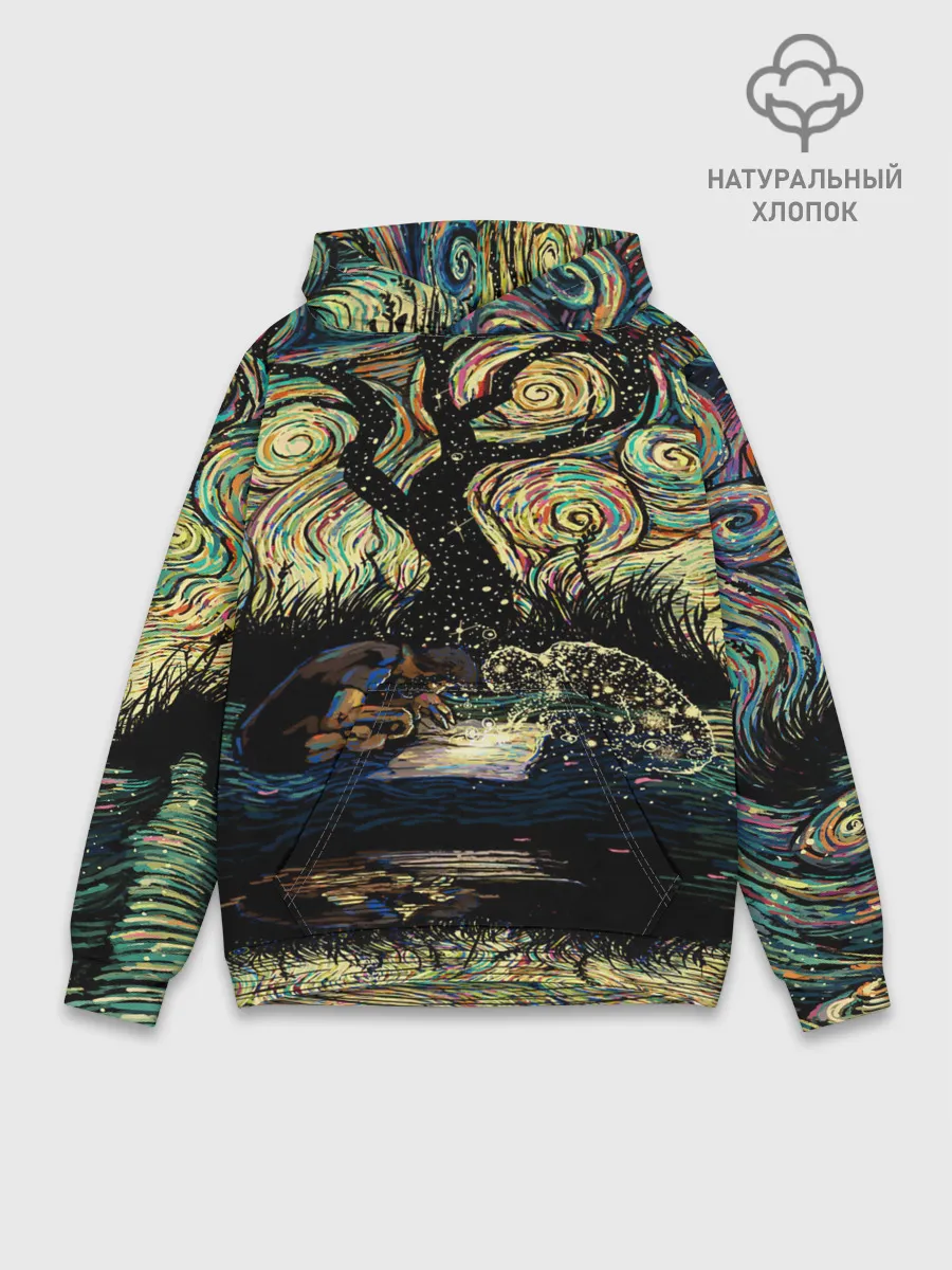 Худи мужской база хлопок / НОЧЬ В ЛЕСУ