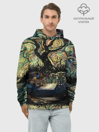 Худи мужской база хлопок / НОЧЬ В ЛЕСУ