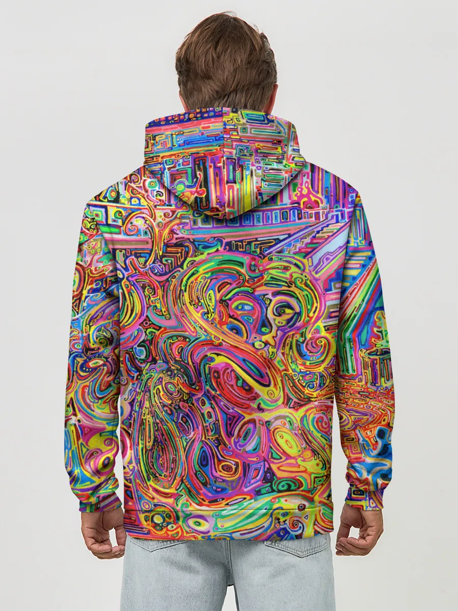 Худи мужской база хлопок / НЕОНОВЫЕ ЛИНИИ / АБСТРАКЦИЯ