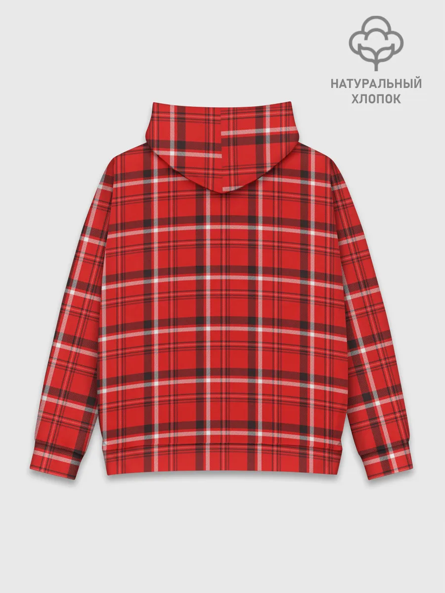 Худи мужской база хлопок / Красная клеточка