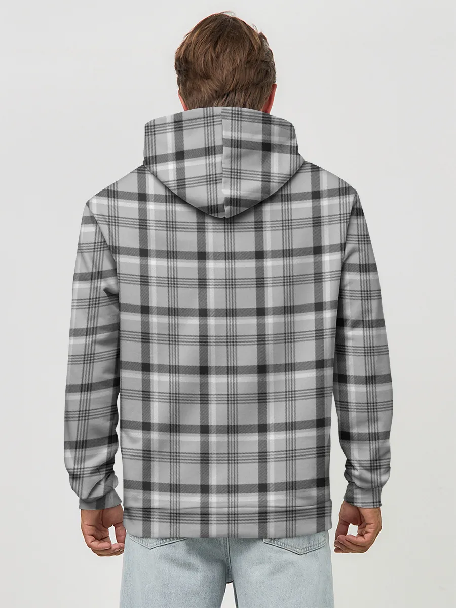 Худи мужской база хлопок / Черная клеточка