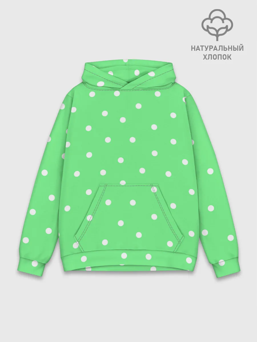 Худи мужской база хлопок / Горошек на зеленом