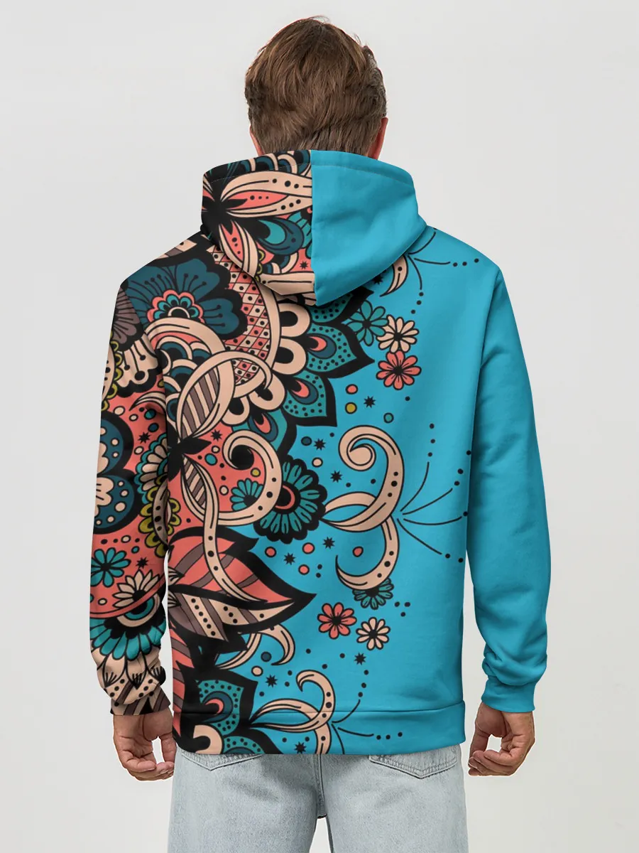 Худи мужской база хлопок / Цветочная фантазия