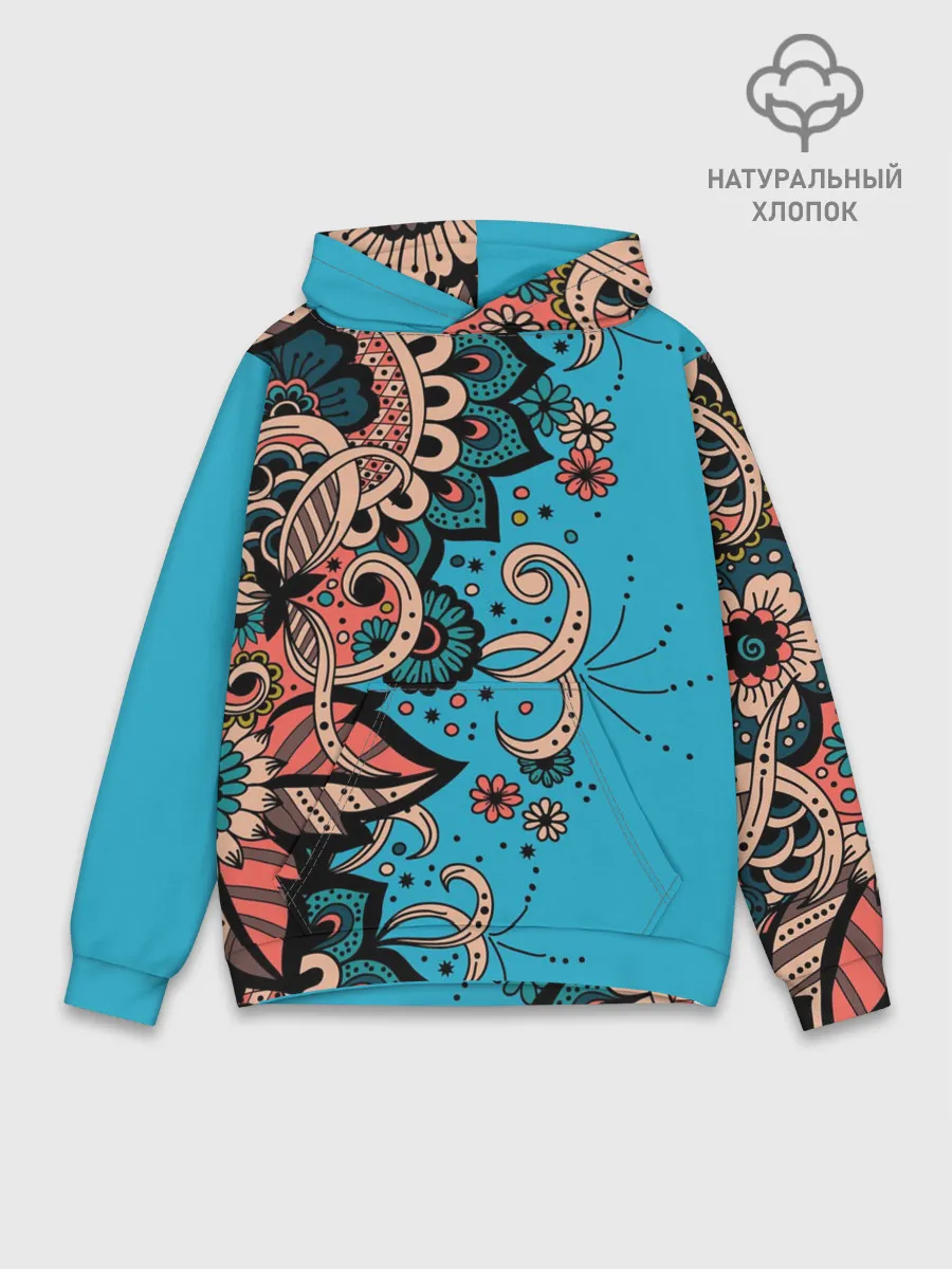 Худи мужской база хлопок / Цветочная фантазия