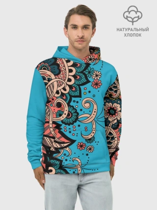 Худи мужской база хлопок / Цветочная фантазия