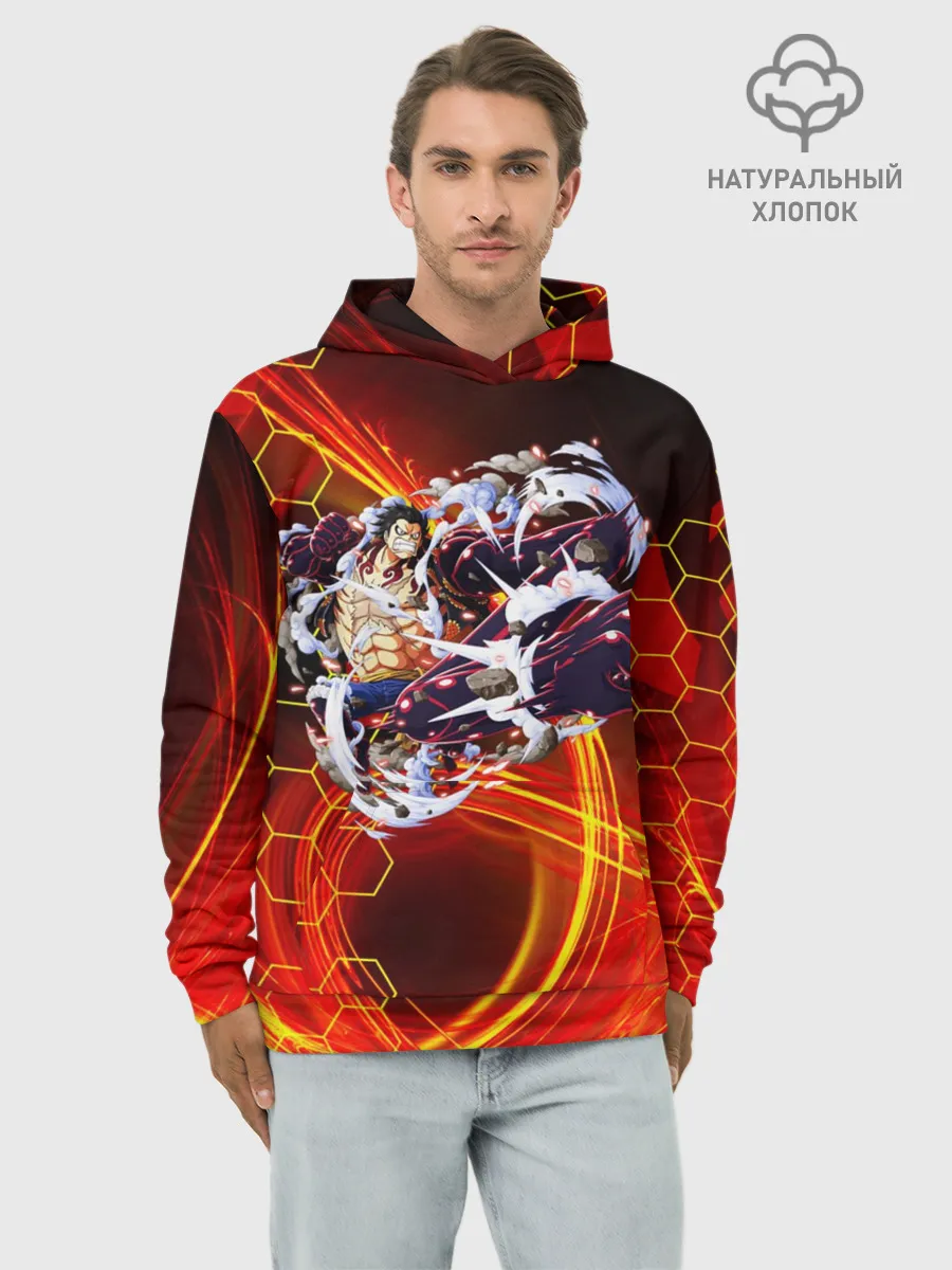 Худи мужской база хлопок / Ван Пис | Луффи 4 гир