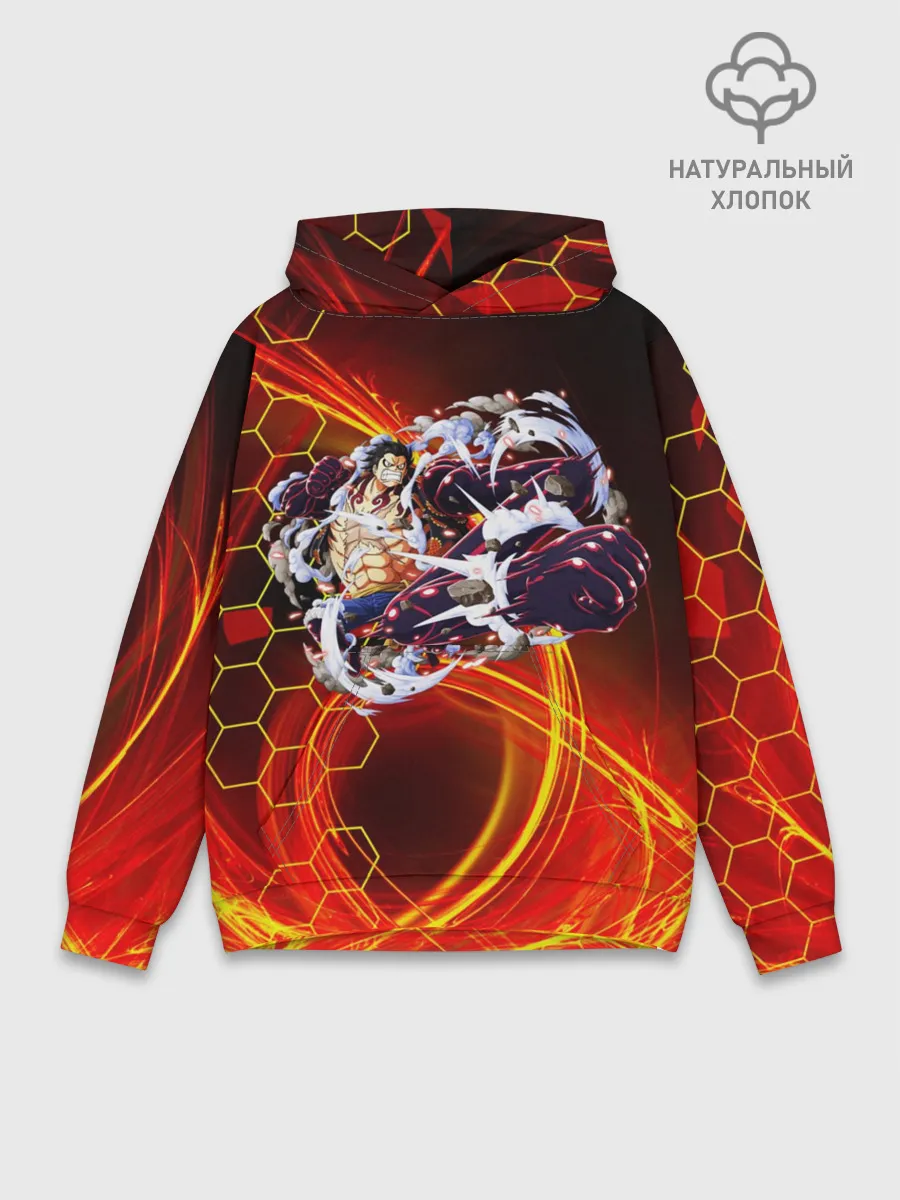 Худи мужской база хлопок / Ван Пис | Луффи 4 гир