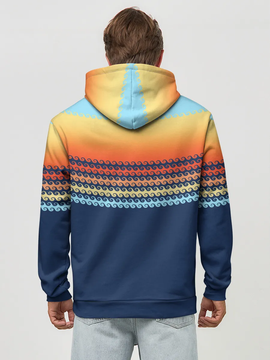 Худи мужской база хлопок / Летние волны и пальма