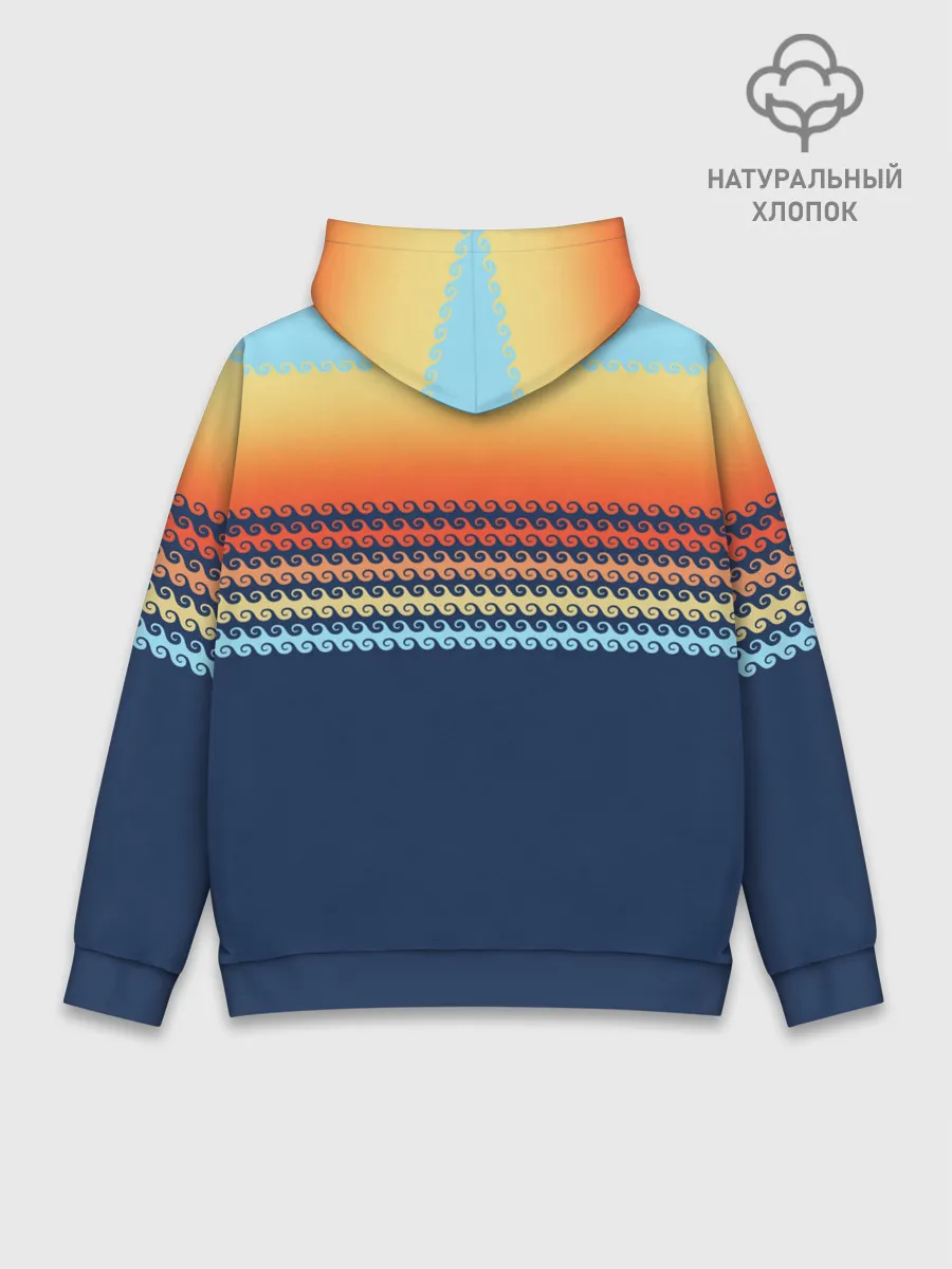 Худи мужской база хлопок / Летние волны и пальма