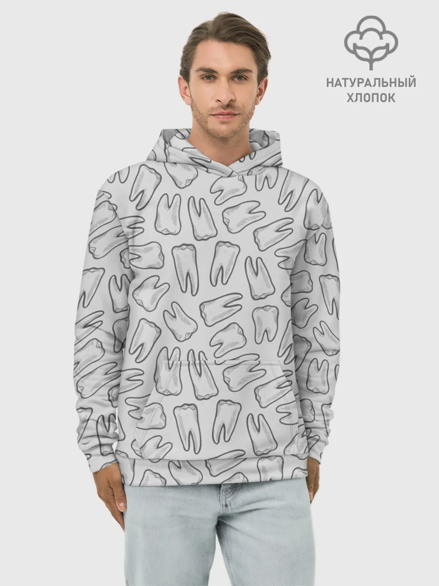 Худи мужской база хлопок / зубы