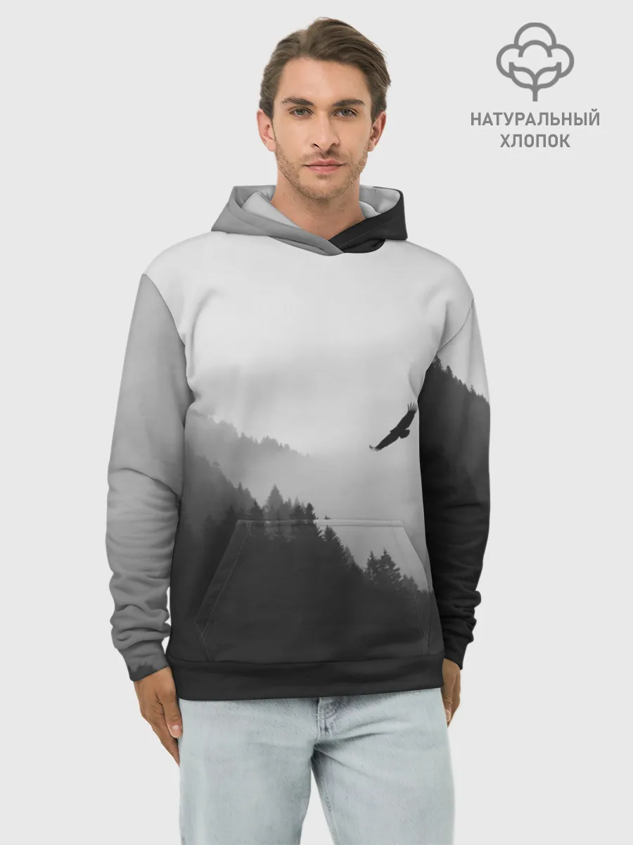 Худи мужской база хлопок / ОРЁЛ НАД ЛЕСОМ