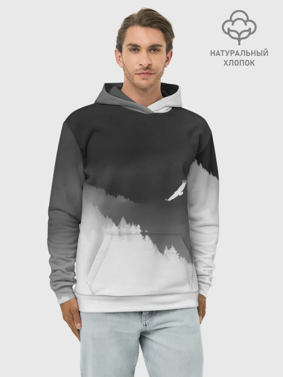 Худи мужской база хлопок / ОРЁЛ НАД ЛЕСОМ