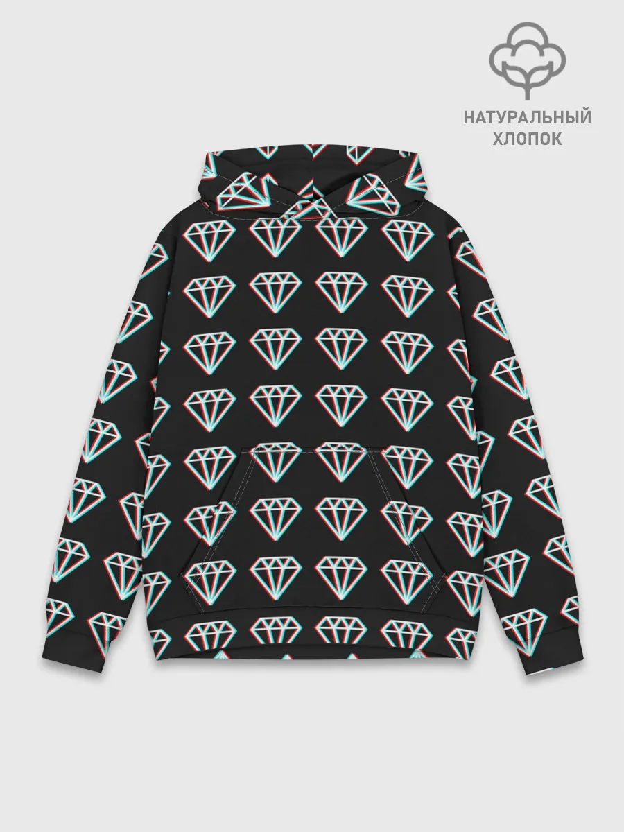Худи мужской база хлопок / Diamonds Glitch