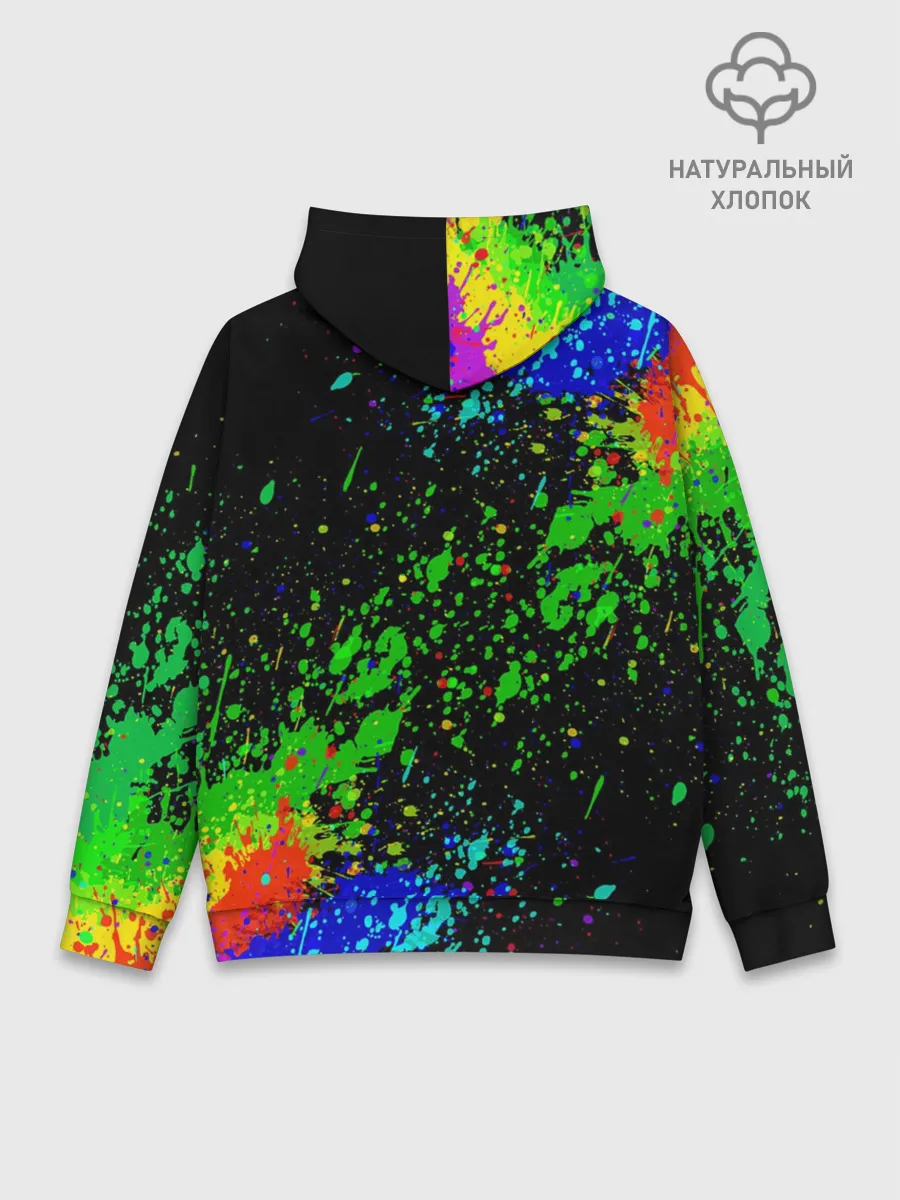 Худи мужской база хлопок / Врывающийся Монки. Радужный фон
