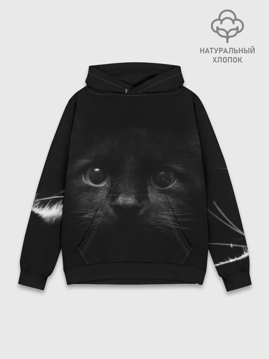 Худи мужской база хлопок / Чёрный кот