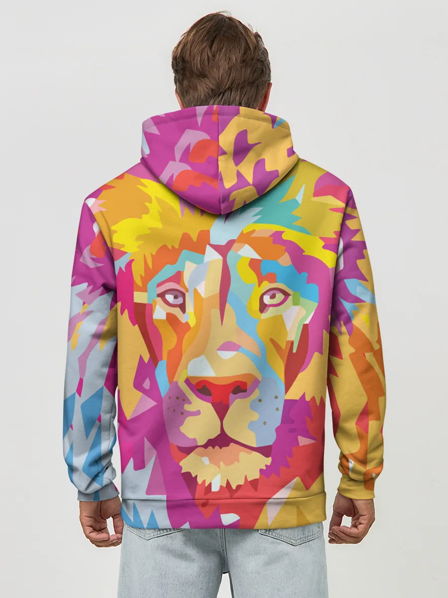 Худи мужской база хлопок / Акварельный лев