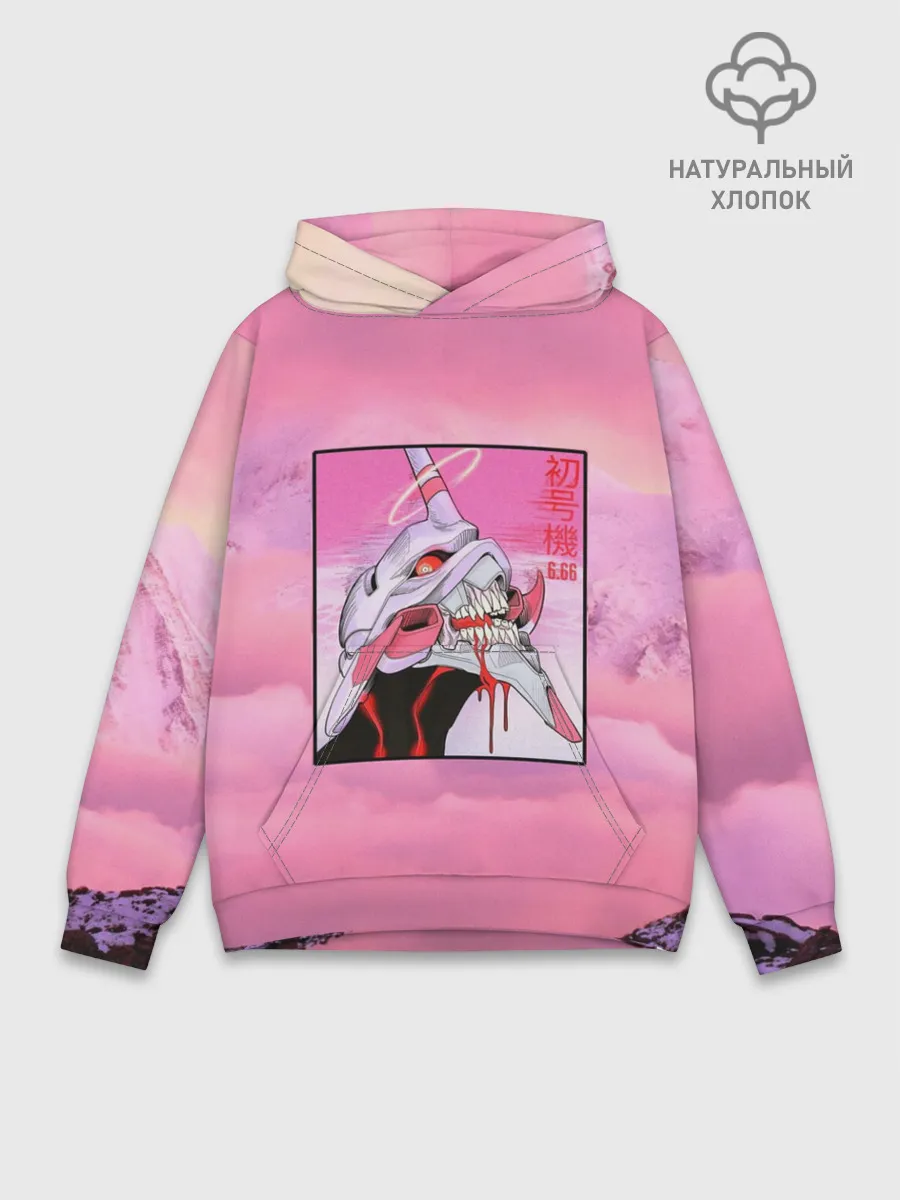 Худи мужской база хлопок / Synthwave EVA Unit 01