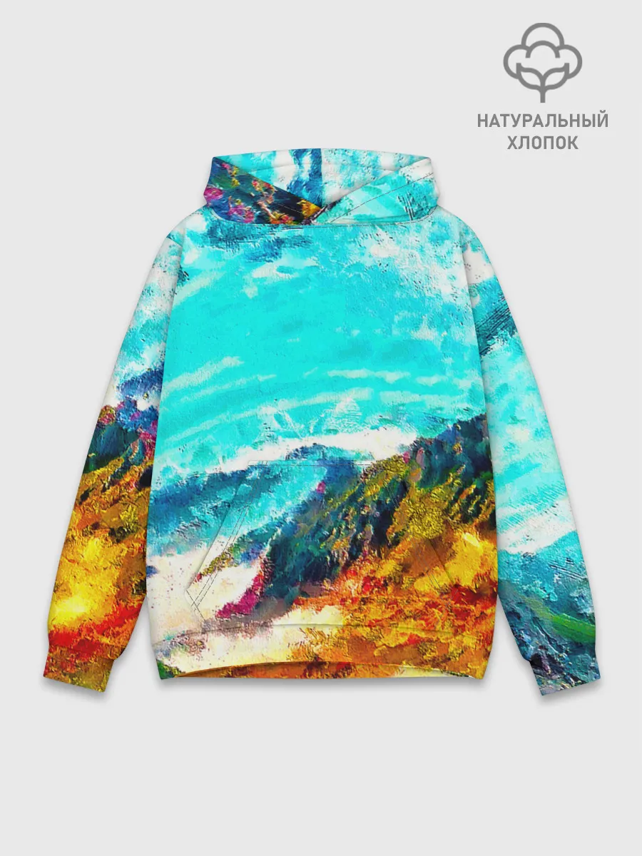 Худи мужской база хлопок / Японские горы