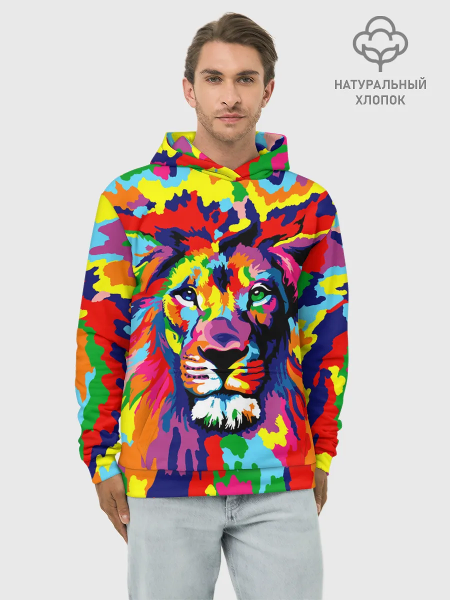 Худи мужской база хлопок / Лев Artistic Art