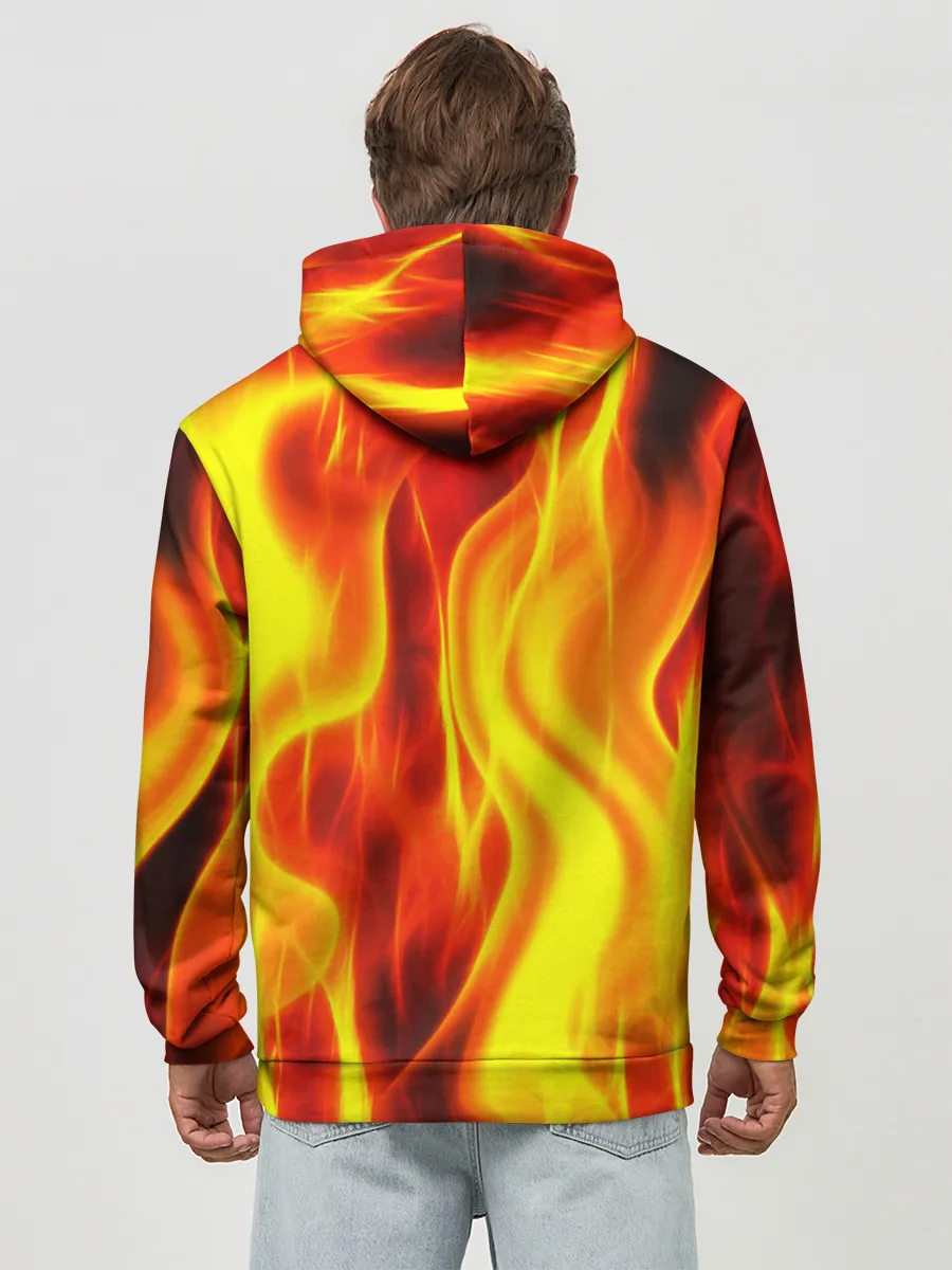 Худи мужской база хлопок / Неон Огонь