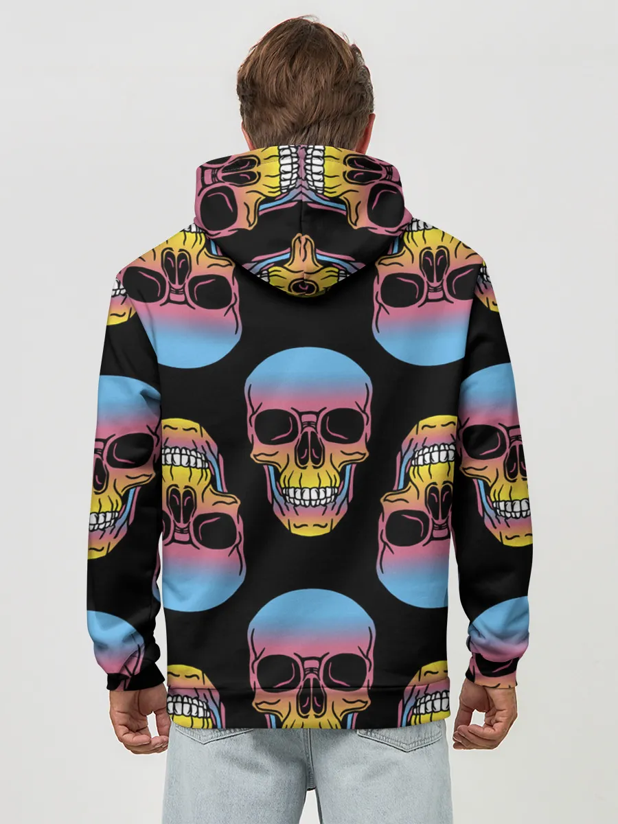 Худи мужской база хлопок / Neon skull