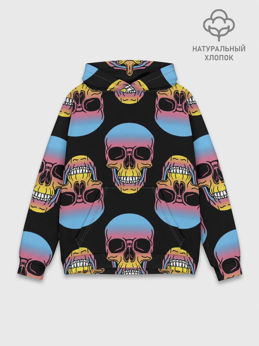 Худи мужской база хлопок / Neon skull