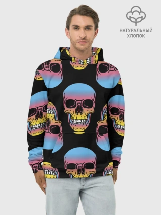 Худи мужской база хлопок / Neon skull