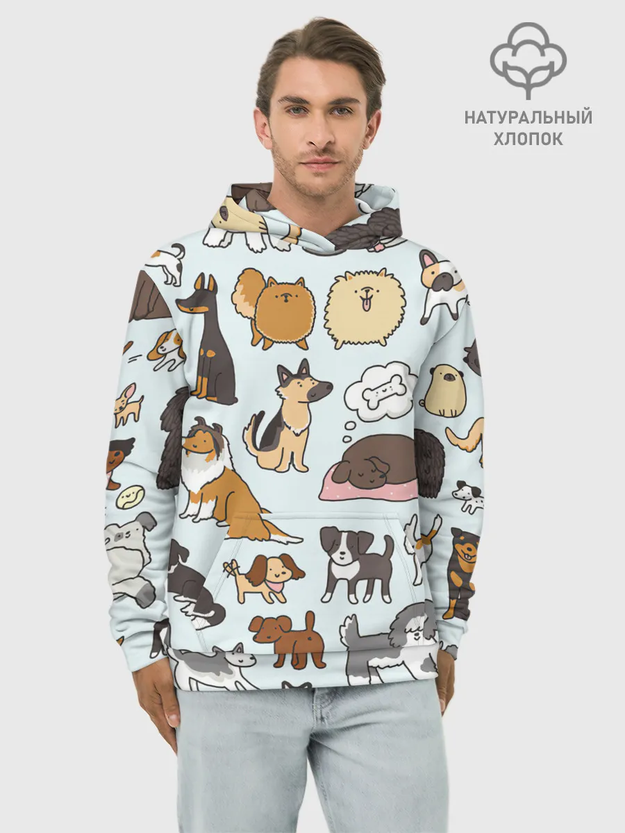 Худи мужской база хлопок / Собаки