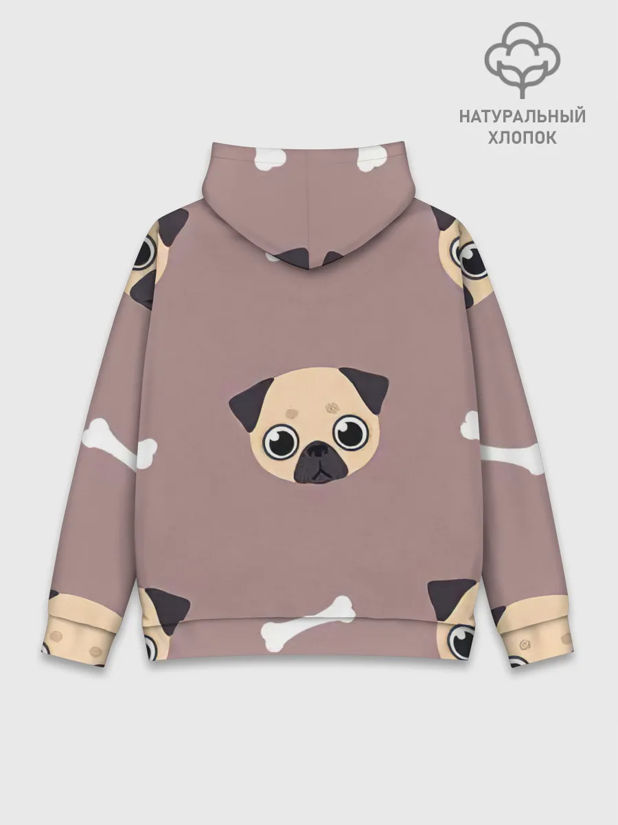 Худи мужской база хлопок / Мопсины мордашки