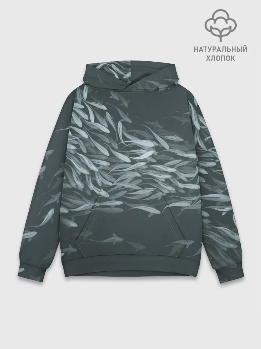 Худи мужской база хлопок / Рыбы