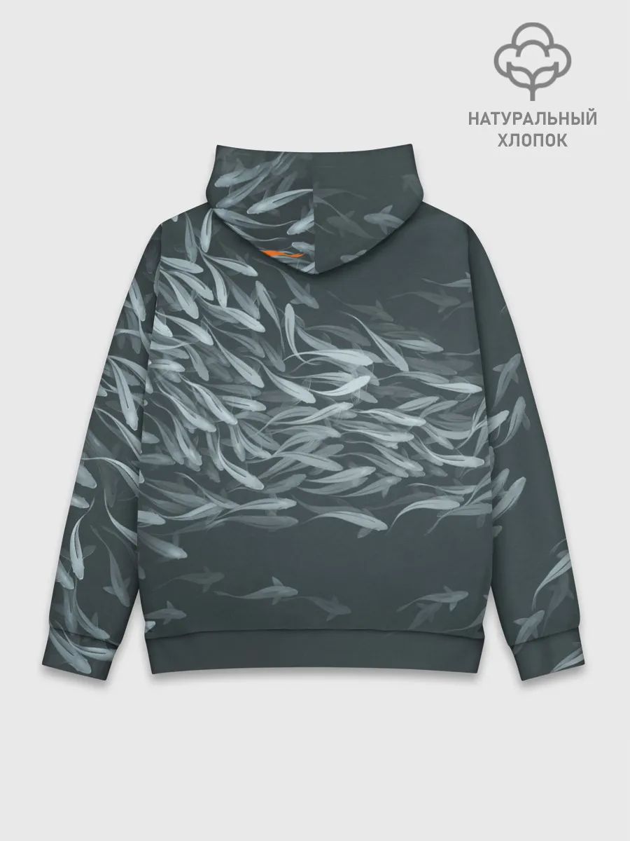 Худи мужской база хлопок / Рыбы
