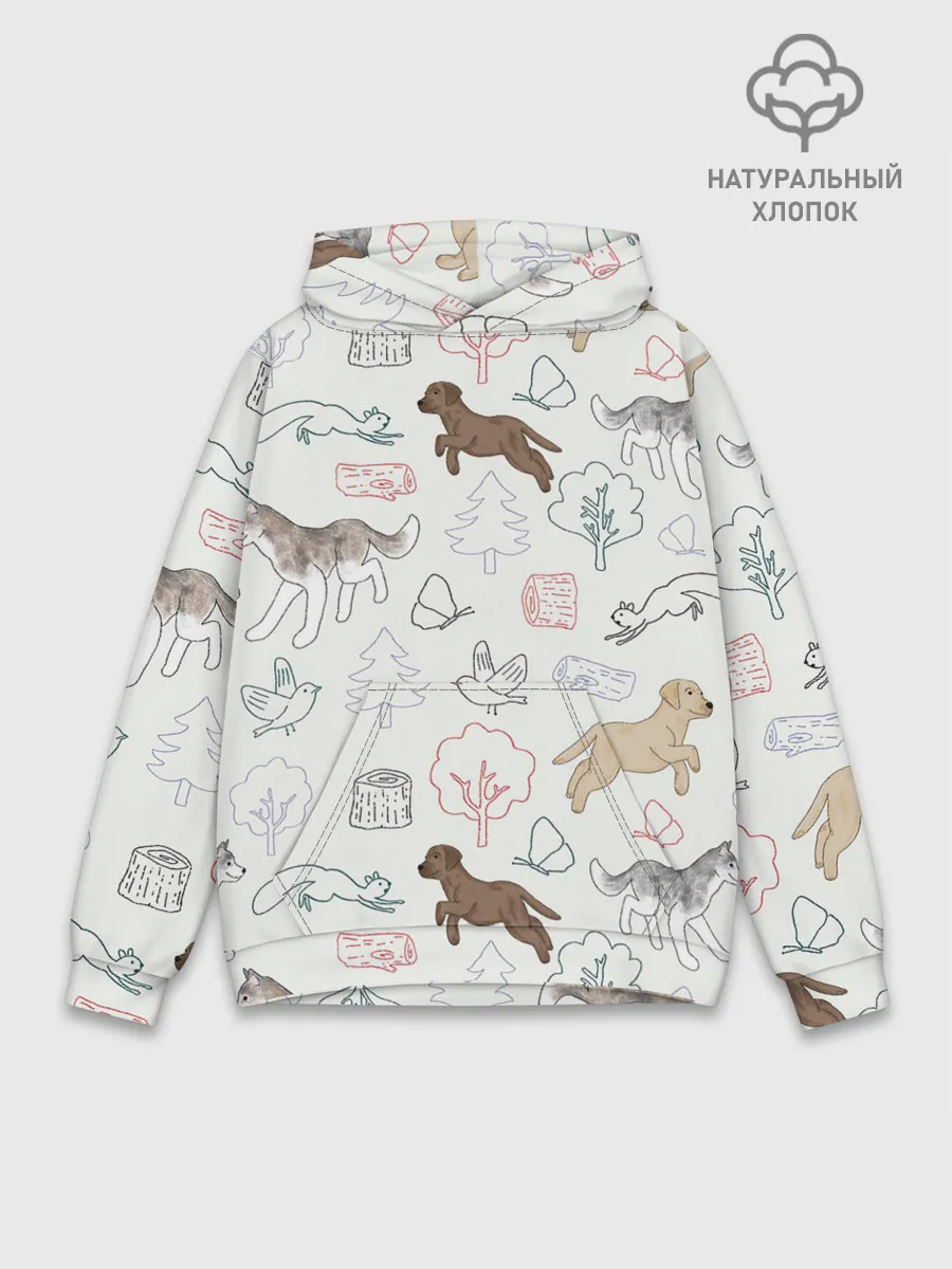 Худи мужской база хлопок / Рисунок домашних любимцев