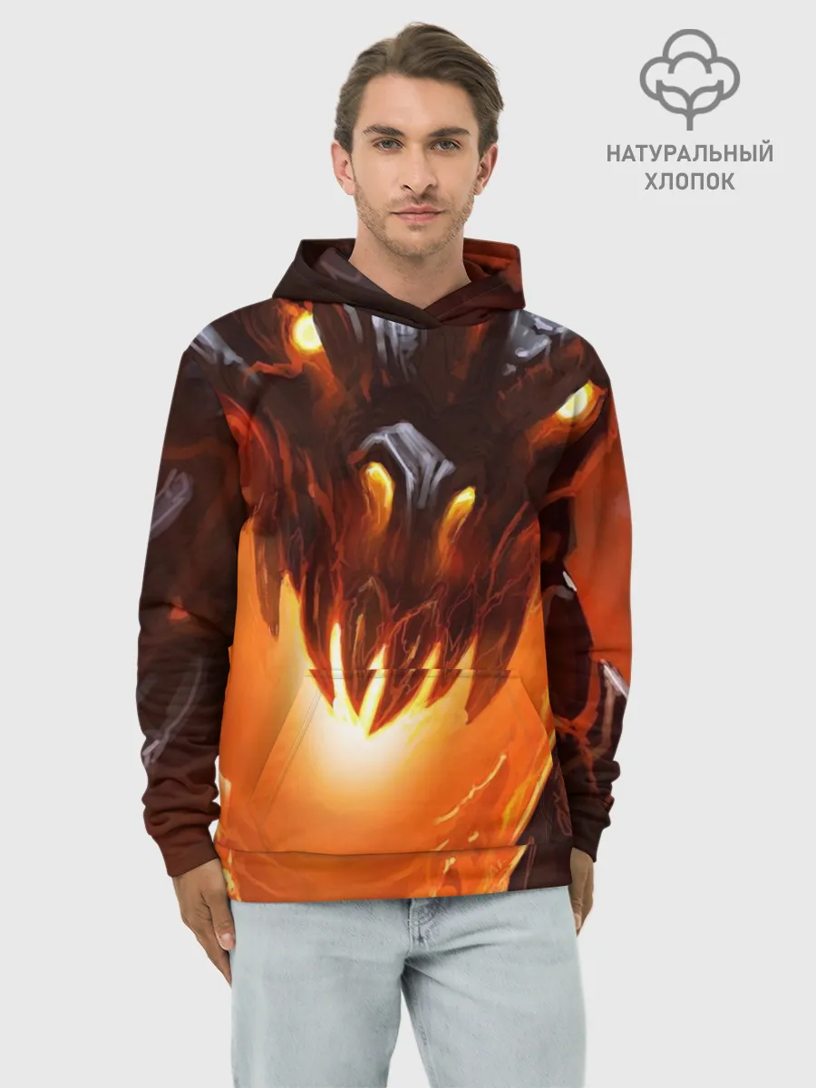 Худи мужской база хлопок / Дракон Лавы