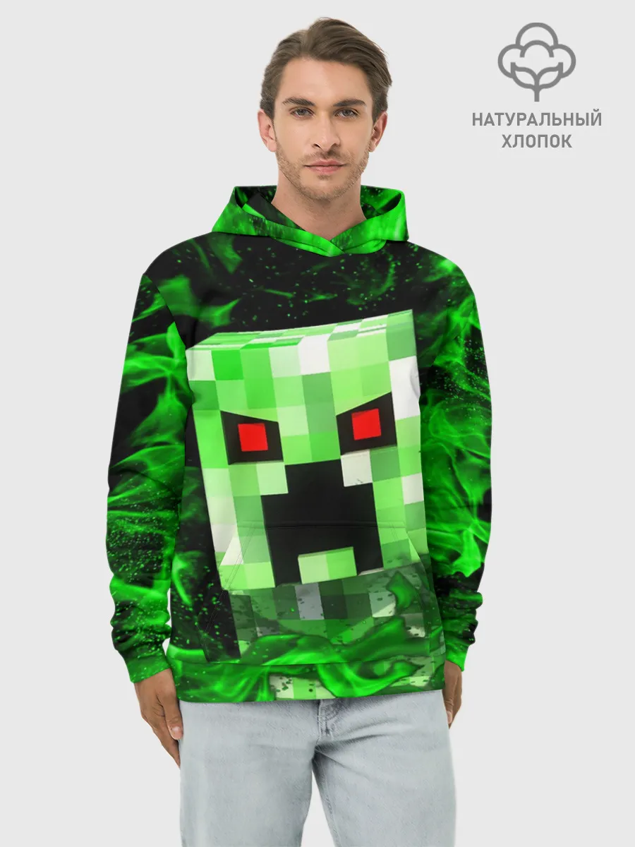 Худи мужской база хлопок / MINECRAFT CREEPER