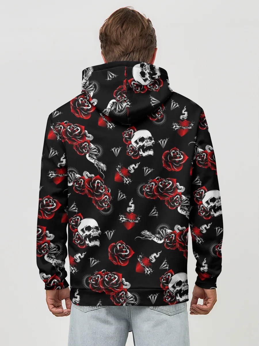 Худи мужской база хлопок / Черепа и розы