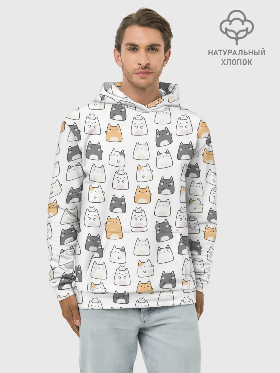 Худи мужской база хлопок / Толстые котики