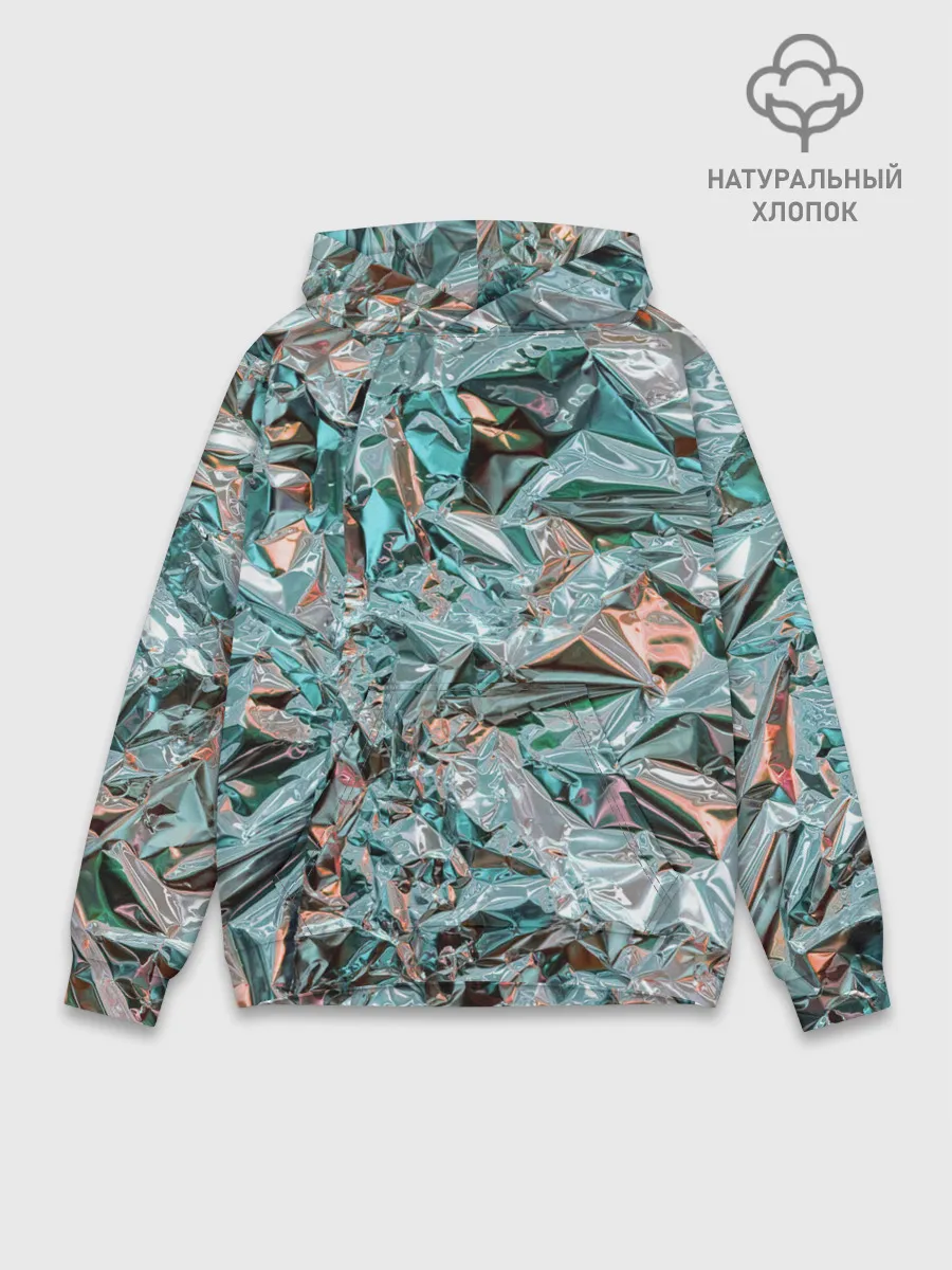 Худи мужской база хлопок / Голографическая фольга