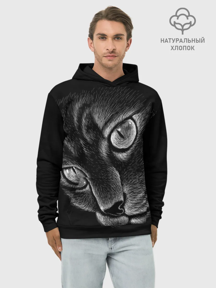 Худи мужской база хлопок / Волшебный кот