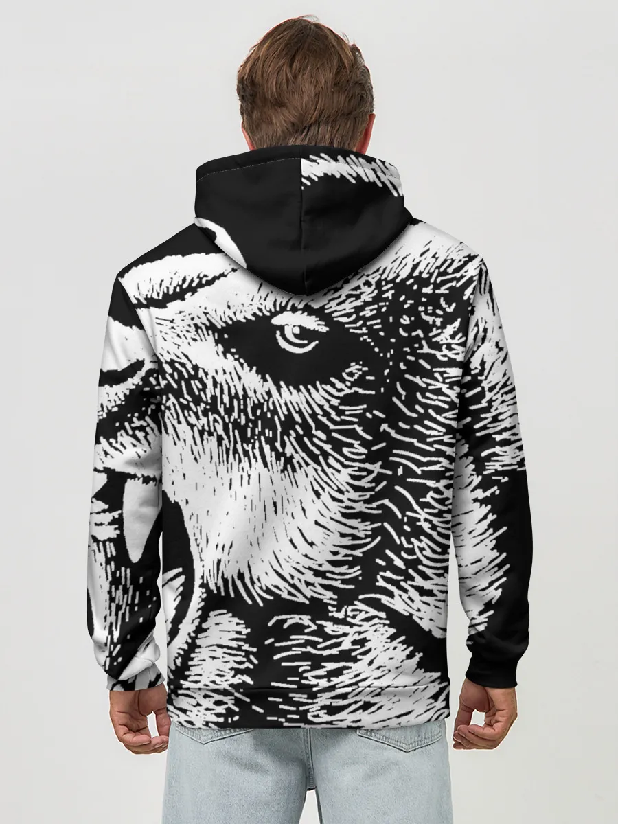 Худи мужской база хлопок / Черный медведь