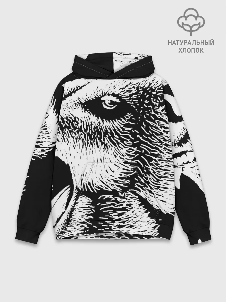 Худи мужской база хлопок / Черный медведь